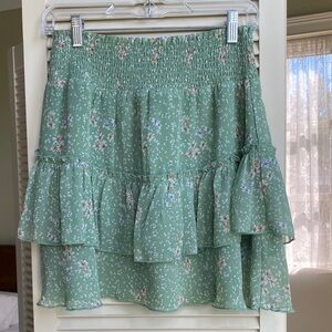 Altar'd State Green Floral Mini Skirt